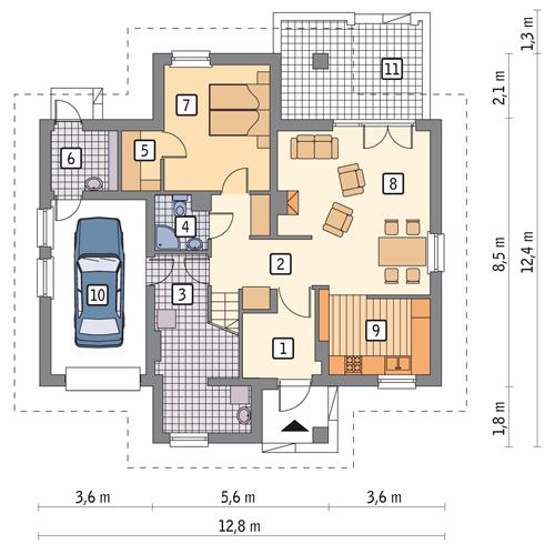 Rzut parteru POW. 95,9 m²