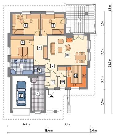 RZUT PARTERU POW. 125,2 m²