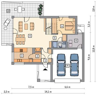 RZUT PARTERU POW. 75,1 m²